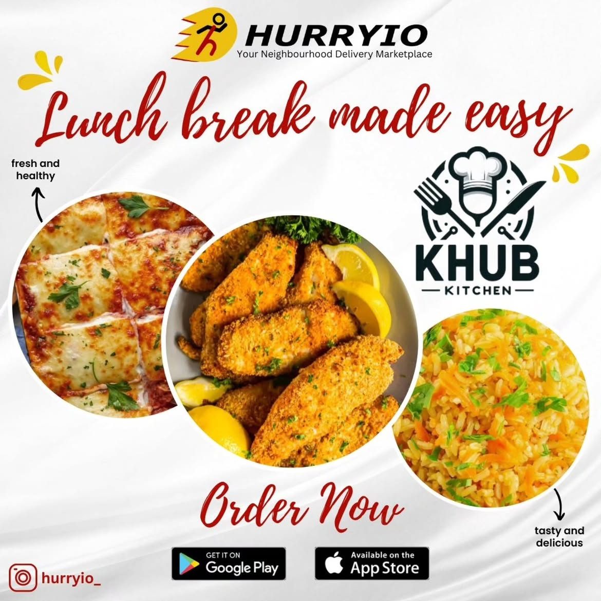 Hurryio x Khub Kitchen lunch social ad